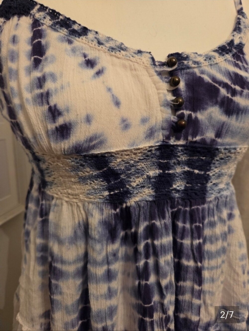 Y2K Babydoll Empire Waist Lace Trim Cami Tunic